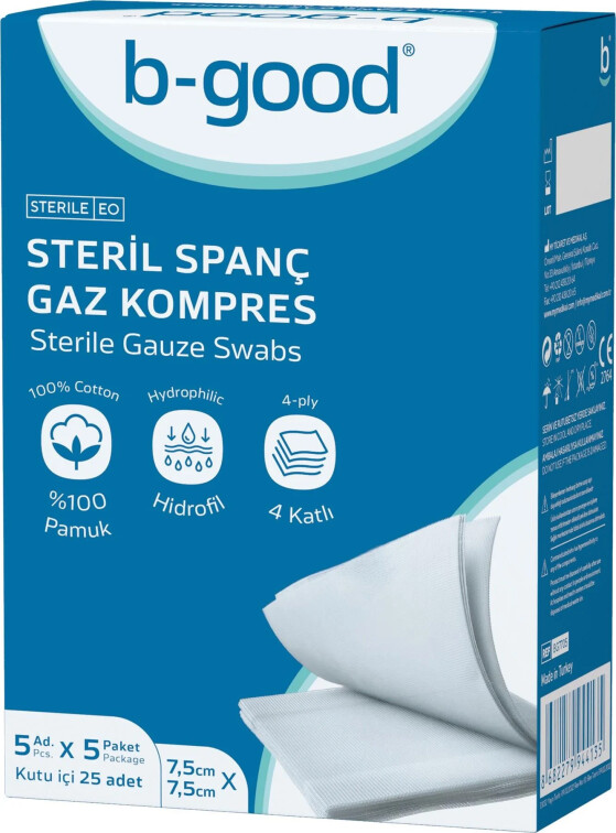 B-good Gaz Kompres 7,5cm X 7,5cm 25'li - B-good