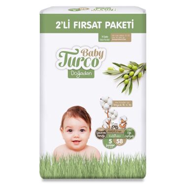 Baby Turco Doğadan Fırsat Paketi 5 Junior Numara 58 Adet - Baby Turco