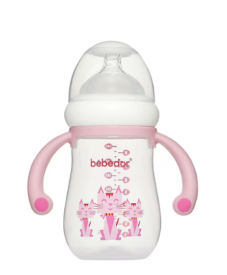 Bebedor 99322 Geniş Ağızlı Kulplu PP Biberon 240 ml - 1
