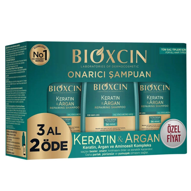 Bioxcin Keratin ve Argan Onarıcı Şampuan 300 ml - 3 al 2 öde - Bioxcin