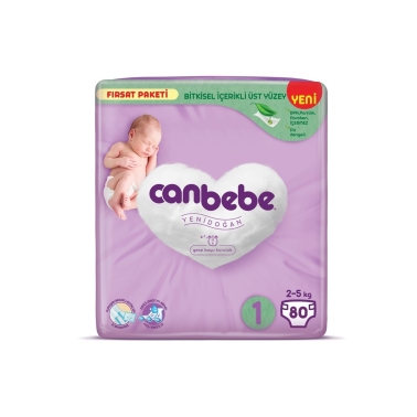 Canbebe Bebek Bezi Beden:1 (2-5Kg) Yeni Doğan 80 Adet Fırsat Pk - canbebe