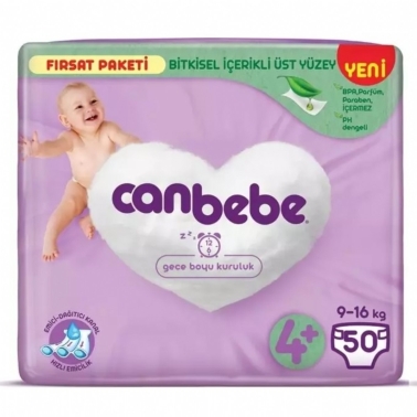Canbebe Bebek Bezi Beden:4+ (9-16Kg) Maxi Plus 50 Adet Fırsat Pk - canbebe