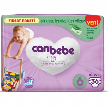 Canbebe Bebek Bezi 15+ kg 6 Numara Extra Large 36'lı - canbebe