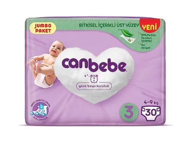 Canbebe Bebek Bezi Jumbo Paket No: 3 4-9 kg 30'lu - canbebe
