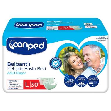Canped Belbantlı Polietilen Büyük Boy L 30'lu Hasta Bezi - Canped