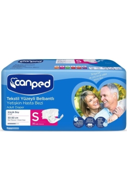 Canped Tekstil Yüzeyli Belbantlı Hasta Bezi Small 30'lu - Canped