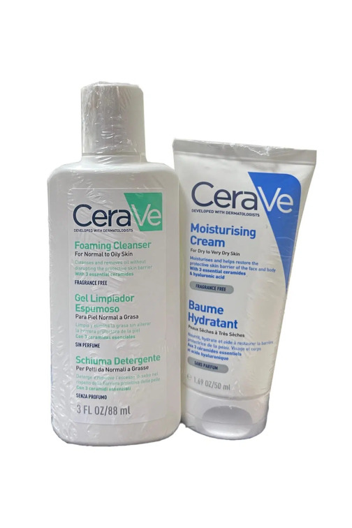 Cerave Set - Köpüren Cleanser 88 ml + Moisturising Cream Kuru ve Çok Kuru Ciltler İçin 50 ml - CeraVe