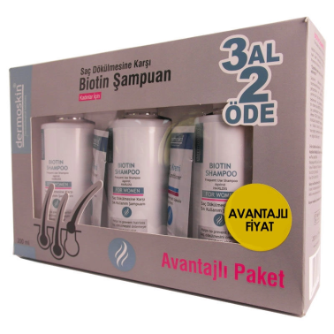 Dermoskin Biotin Şampuan Saç Dökülmesine Karşı Kadın 200 ml - 3 Al 2 Öde - Dermoskin