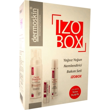 Dermoskin İzobox Yağsız & Yoğun Bakım Seti - Nemlendirici Krem 50 ml + Yüz Yıkama Köpüğü 200 ml + Lip Care Stick - Dermoskin