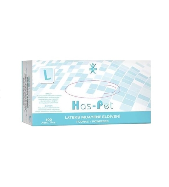 Has-Pet Lateks Pudralı Büyük Boy (L) Muayene Eldiveni 100 lü - Haspet