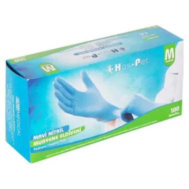 Has-pet Nitril Eldiven Mavi M 100'lü Paket - Haspet