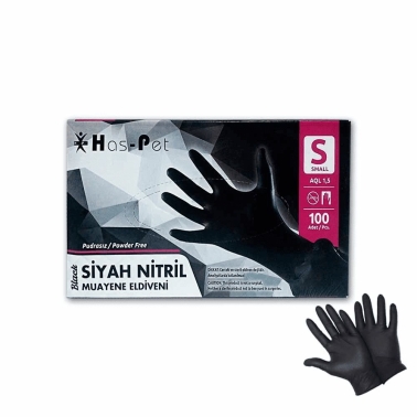 Has-Pet Siyah Nitril Muayene Eldiveni Small 100 Adet - Has-Pet