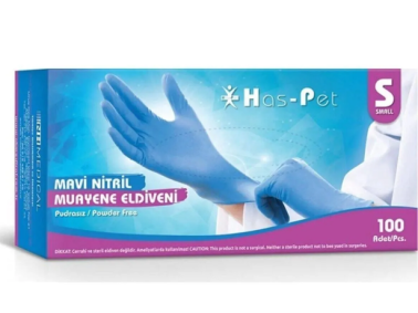 Haspet Mavi Nitril Pudrasız Muayene Eldiveni Small 100'lü - Haspet