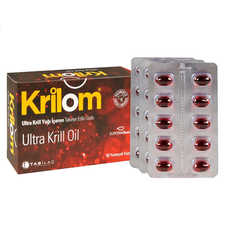Krilom Ultra Krill Oil Takviye Edici Gıda 30 Yumuşak Kapsül - Tab İlaç