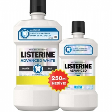 Listerine Advanced White Ağız Suyu 500 Ml + 250 Ml Set - Listerine