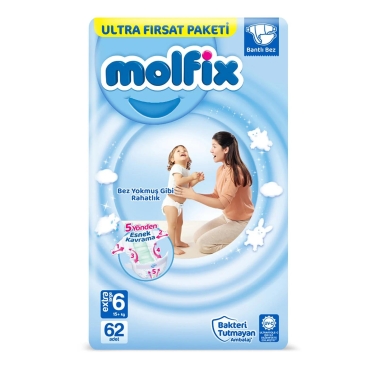 Molfix Bebek Bezi Ultra Fırsat Paketi 6 Beden 15+ Kg 62 Adet - Molfix 