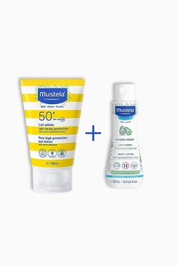 Mustela Güneş Losyonu SPF50 100 ml + Mustela Hydra Bebe 50 ml - Mustela