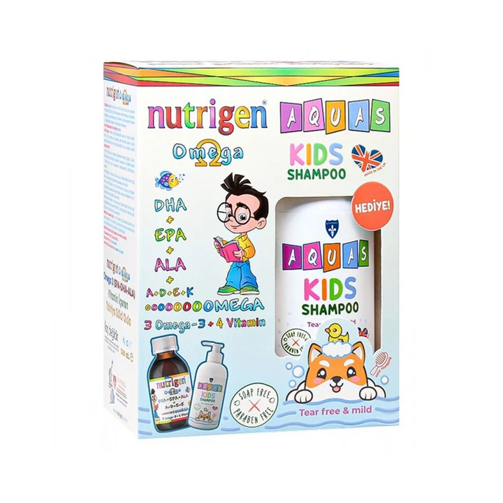 Nutrigen Omega 3 Balık Yağı Şurubu Portakal Aromalı 200 ml + Aquas Kids Şampuan 250 ml Hediyeli - Nutrigen 