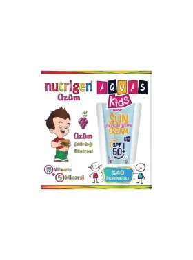 Nutrigen Üzüm + Aquas Kids Spf 50+ Sun Cream Çocuk Güneş Kremi Yaz Seti - Nutrigen 