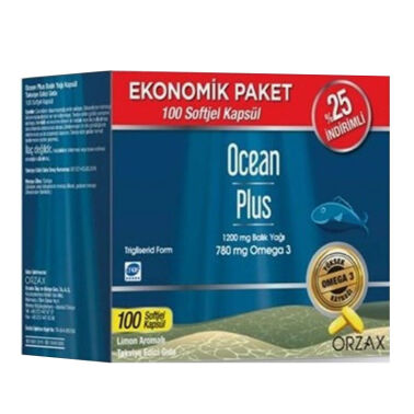 Ocean Plus Balık Yağı 1200 mg 100 Kapsül - Orzax Ocean