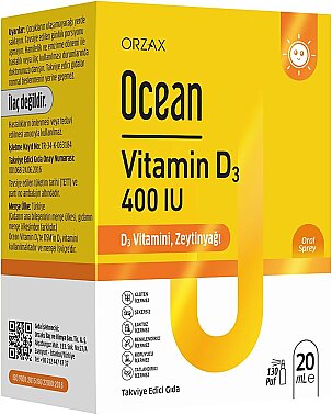 Ocean Vitamin D3 400 IU Oral Sprey 20 ml - Orzax Ocean