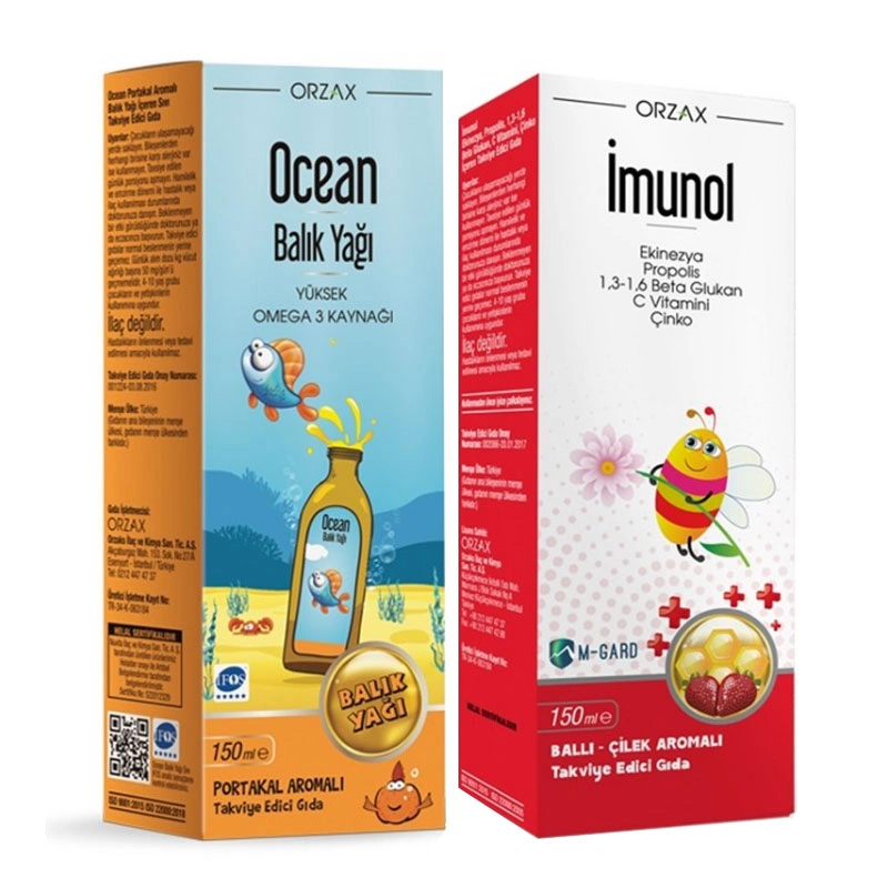 Orzax Ocean Balık Yağı+ Orzax Ocean Imunol Takviye Edici Gıda 150 ml İndirimli - Orzax Ocean