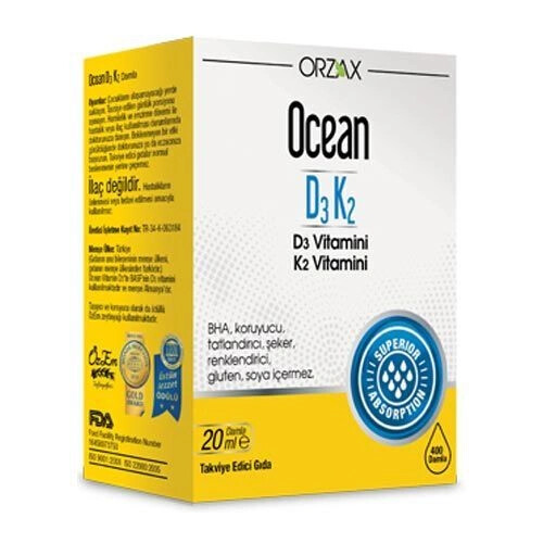 Orzax Ocean D3K2 Vitamin Damla 20 ml - Ocean Orzax