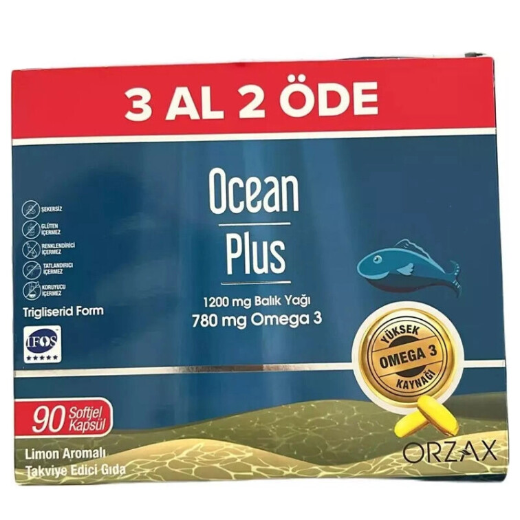 Orzax Ocean Plus Limon Aromalı Takviye Edici 90 Kapsül - 3 Al 2 Öde - Orzax Ocean