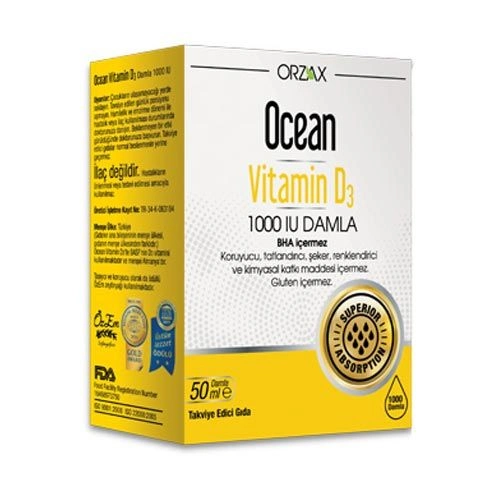 Orzax Ocean Vitamin D3 1000 IU Damla 50 ml - Ocean Orzax
