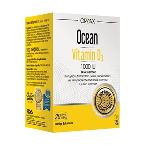 Orzax Ocean Vitamin D3 1000 IU Sprey 20ml - Ocean Orzax
