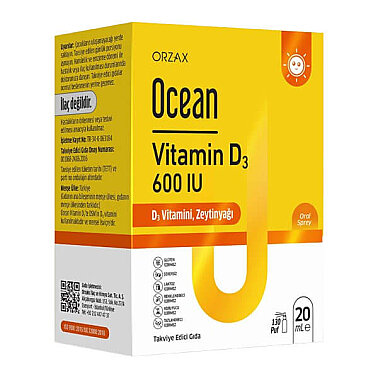 Orzax Ocean Vitamin D3 Sprey 600 IU 20 ML - Orzax Ocean