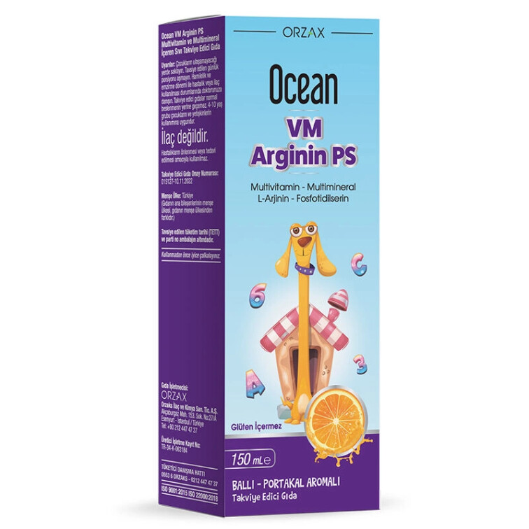 Ocean VM Arginin Ps Ballı Portakal Aromalı Şurup 150 ml - Orzax Ocean
