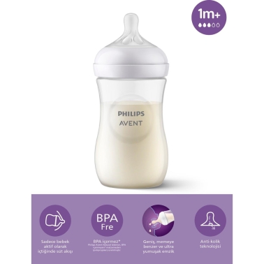 Philips Avent SCY903/01 Natural Response Doğal PP Biberon 1M+ Beyaz 260ml - Philips Avent