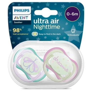 Philips Avent Ultra Air Gece Emzik 0-6 Ay Kız - Philips Avent