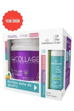 Suda Collagen Double Beauty (Ananas Aromalı Kolajen 300 gr & Suda Beauty All Day Care Yüz Kremi 50ml) - Suda Collagen
