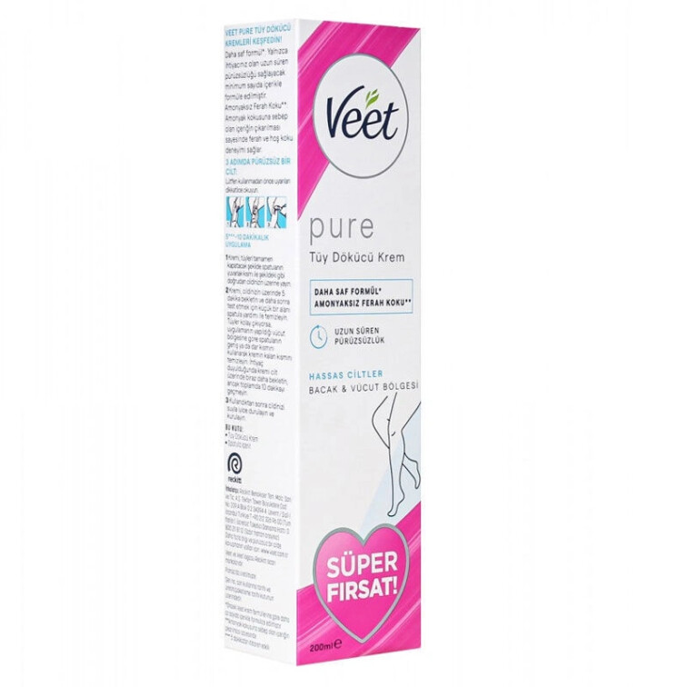 Veet Pure Hassas Ciltler İçin Tüy Dökücü Krem 200 ml - Veet
