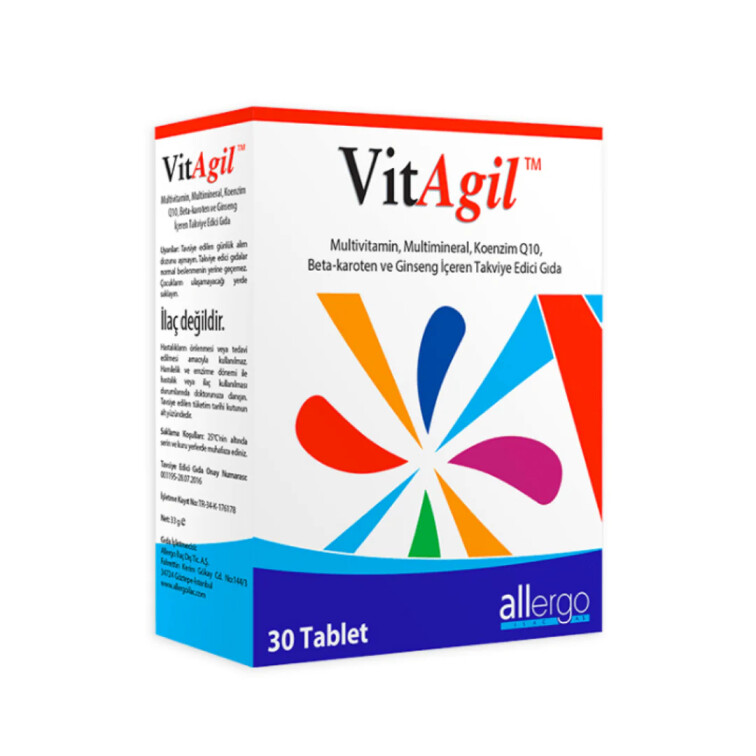 Vitagil Multivitamin Mineral COQ10 Beta Karoten Ginseng 30 Tablet - VitaGlucan+