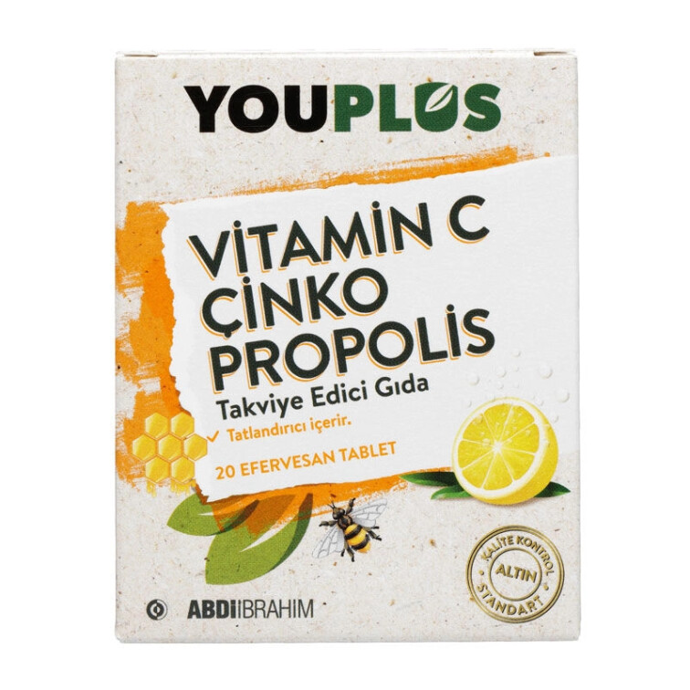 Youplus Vitamin C Çinko Propolis 20 Efervesan Tablet - Youplus
